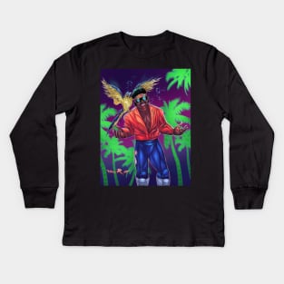 Kook B Ware retro wrestling art Kids Long Sleeve T-Shirt